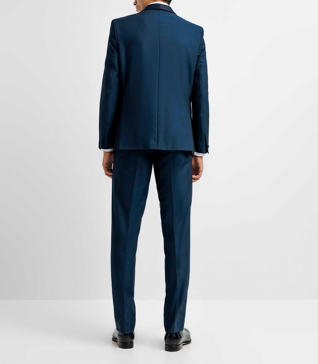 Costume ceremonie col chale BLEU - IZAC