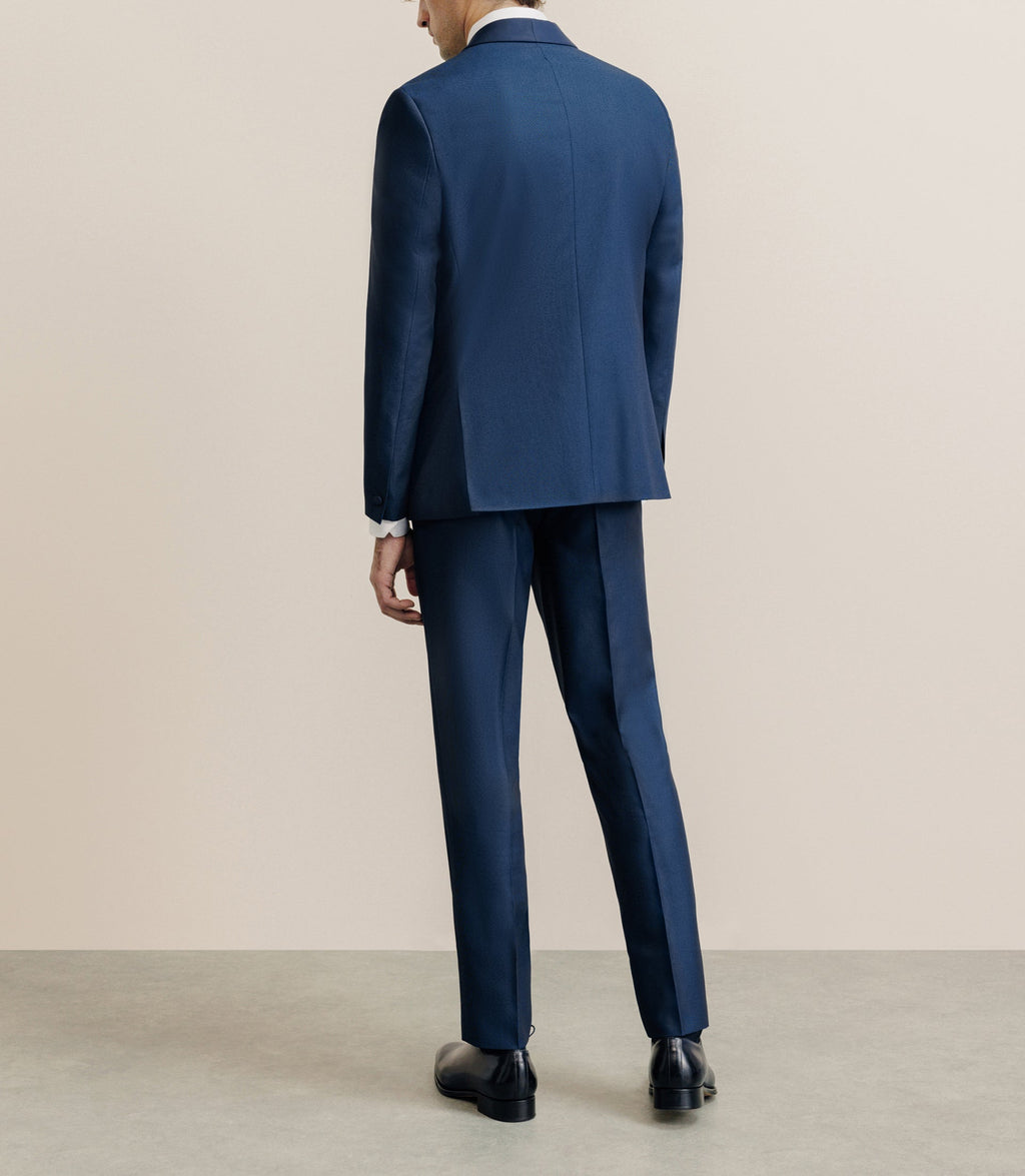 Costume cérémonie avec un col châle bleu - IZAC