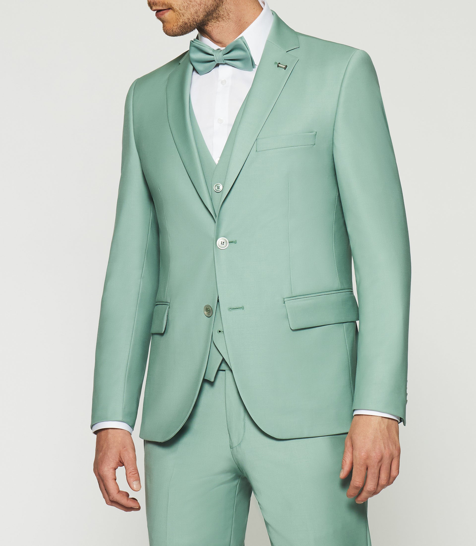 Costume 2 boutons en laine vert clair FAVORI - IZAC