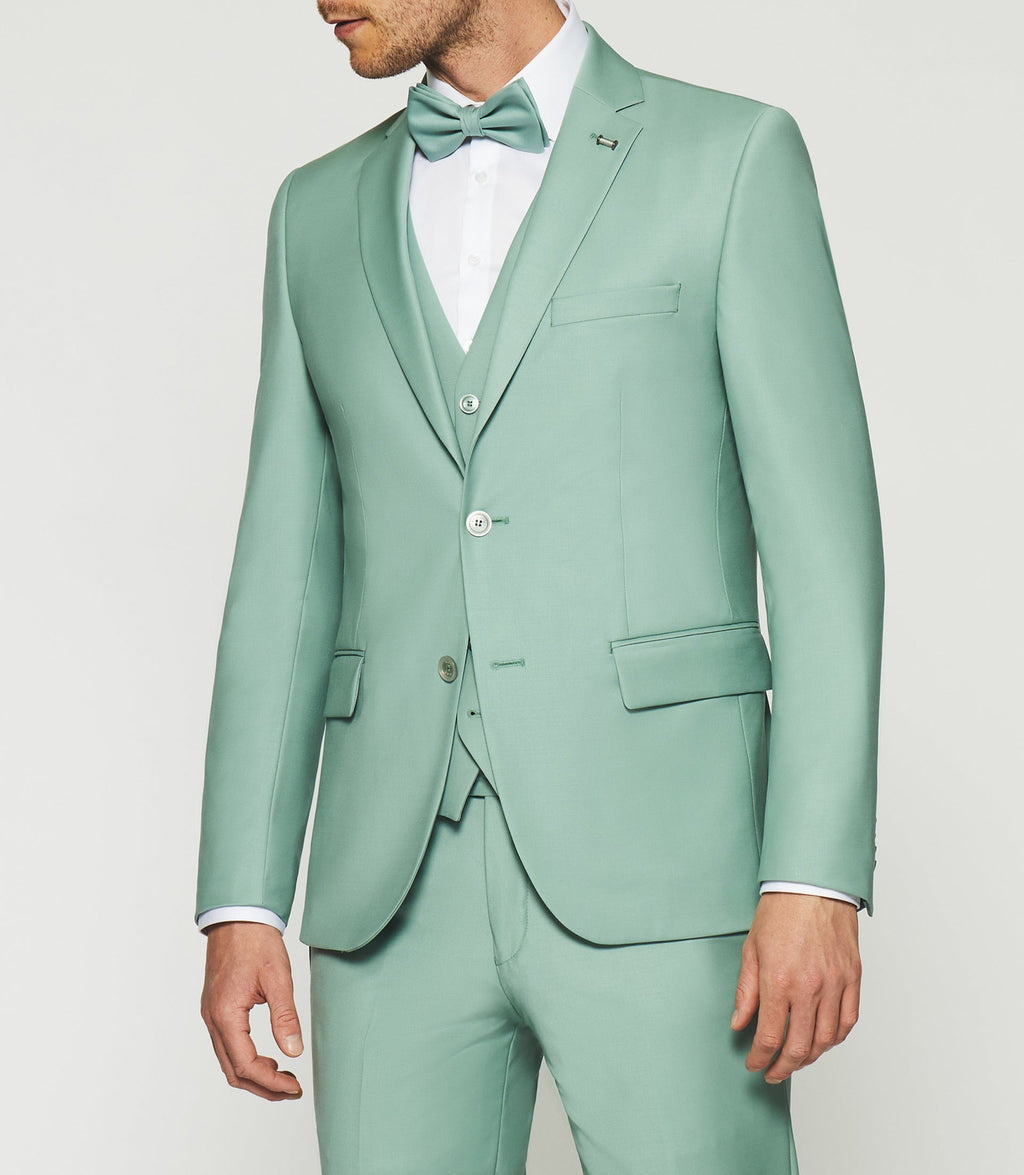 Costume 2 boutons en laine vert clair FAVORI - IZAC