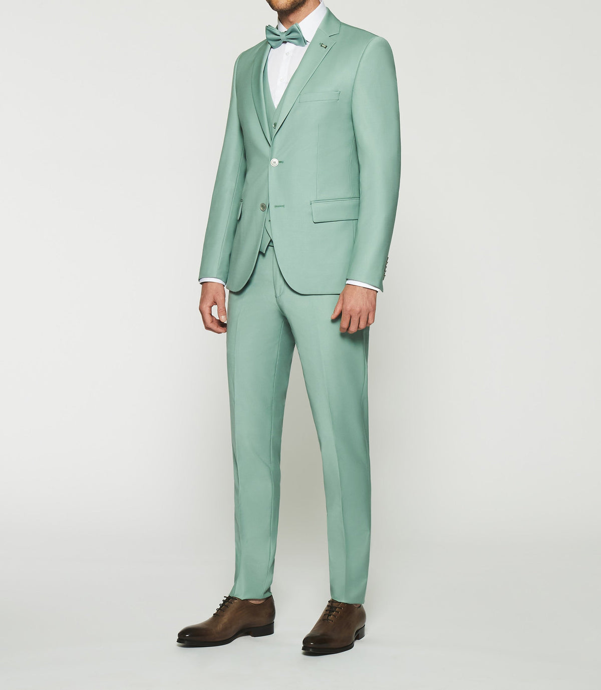 Costume 2 boutons en laine vert clair FAVORI - IZAC