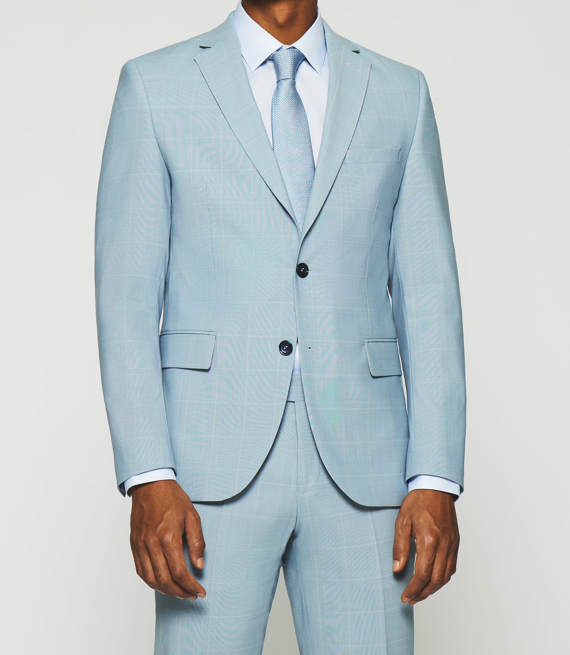 Costume à carreaux esprit Prince de Galles bleu ciel FORMENTERA - IZAC