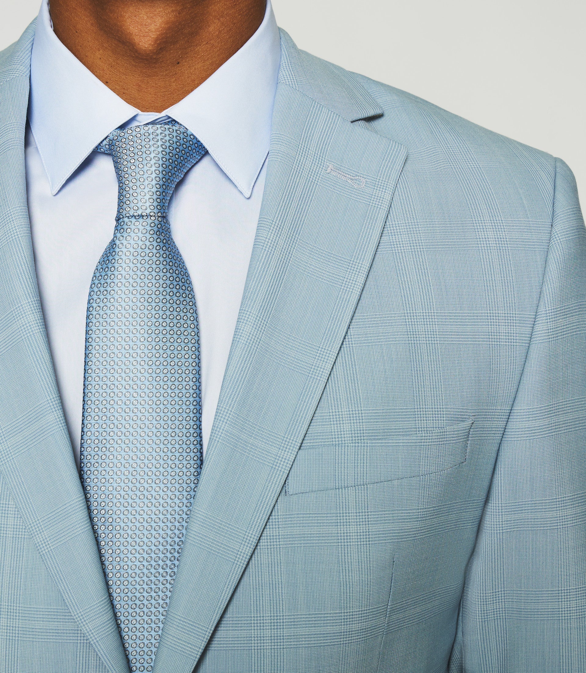 Costume à carreaux esprit Prince de Galles bleu ciel FORMENTERA - IZAC