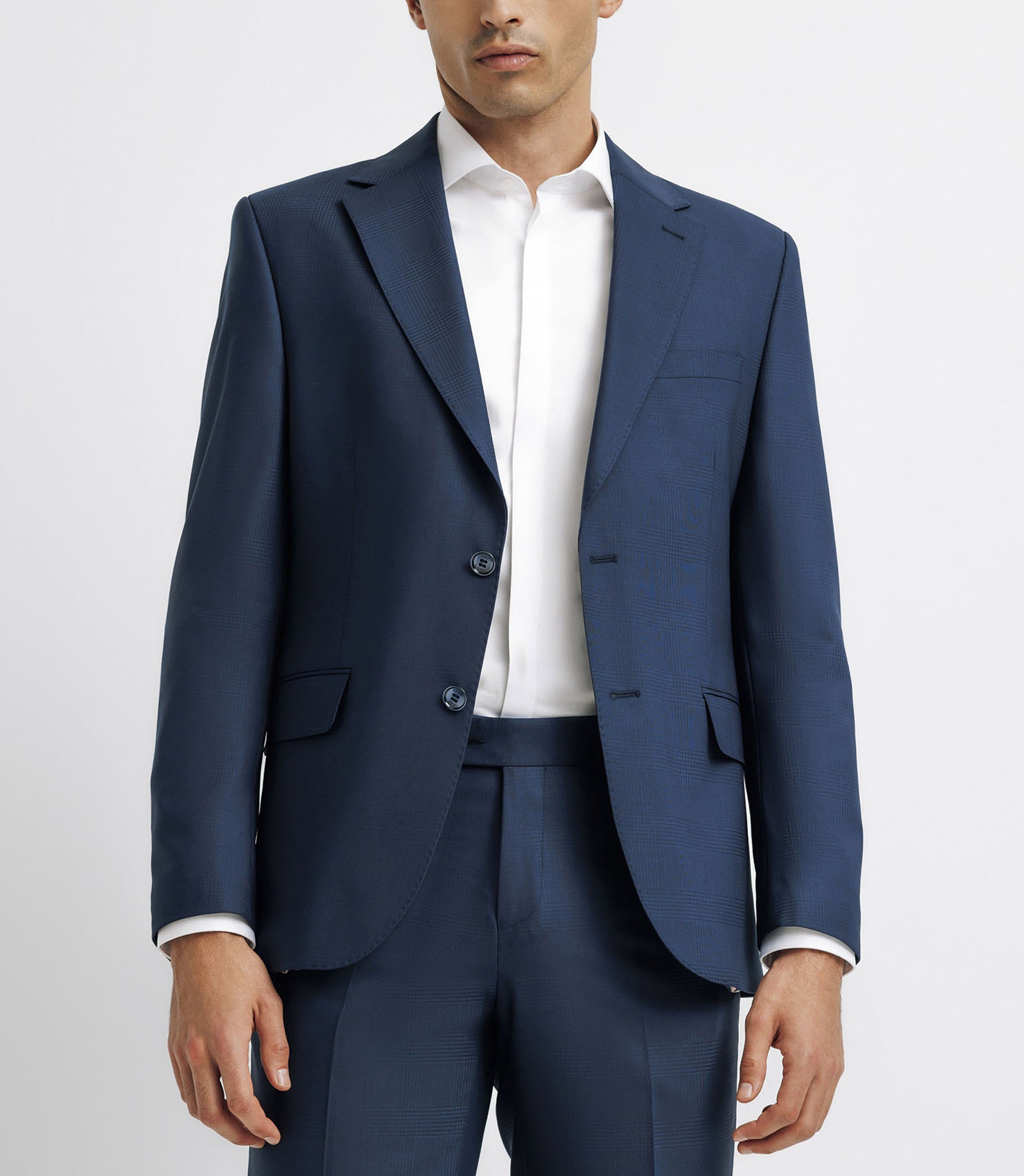 Costume à carreaux 2 boutons bleu marine - IZAC