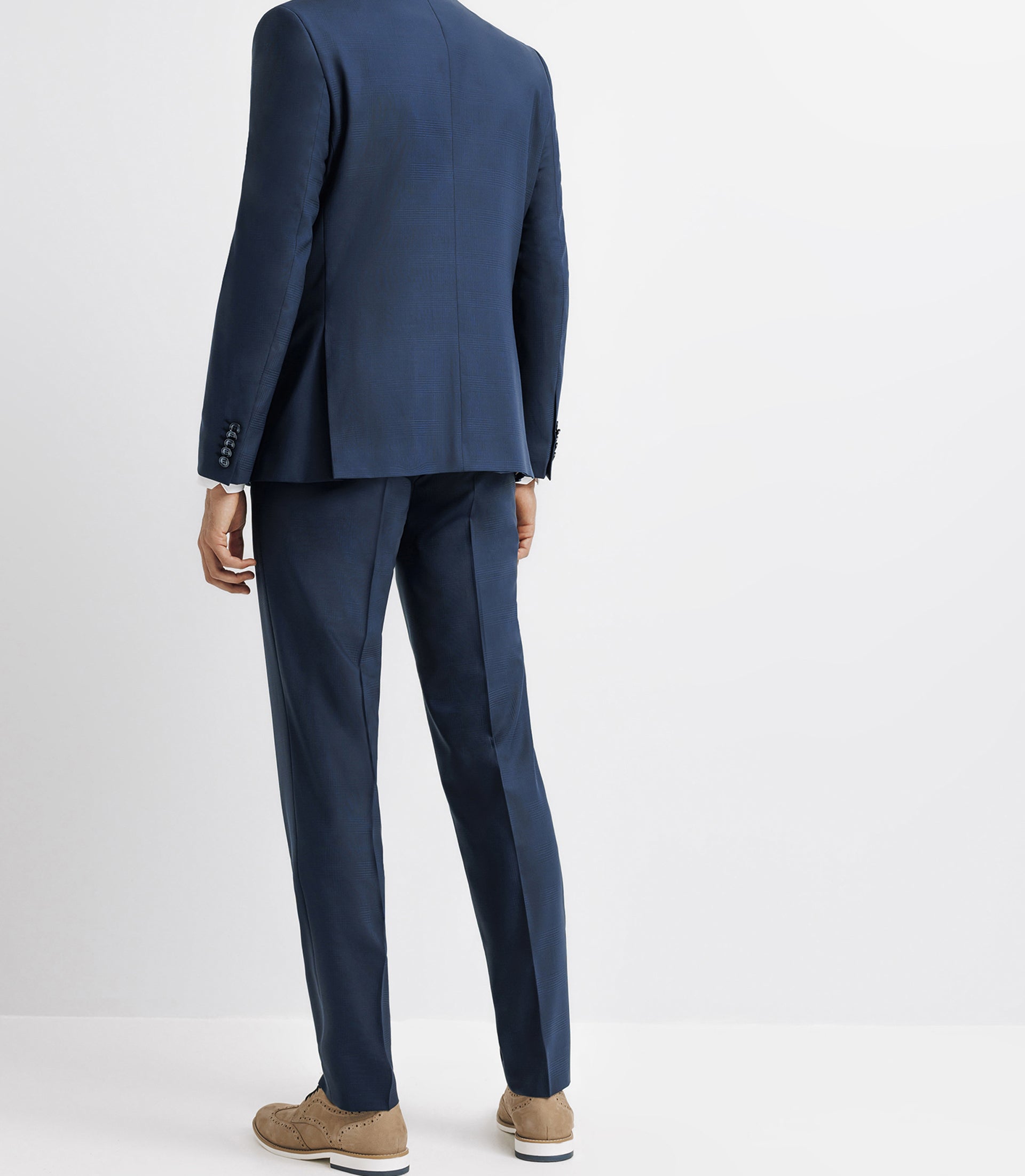 Costume à carreaux 2 boutons bleu marine - IZAC