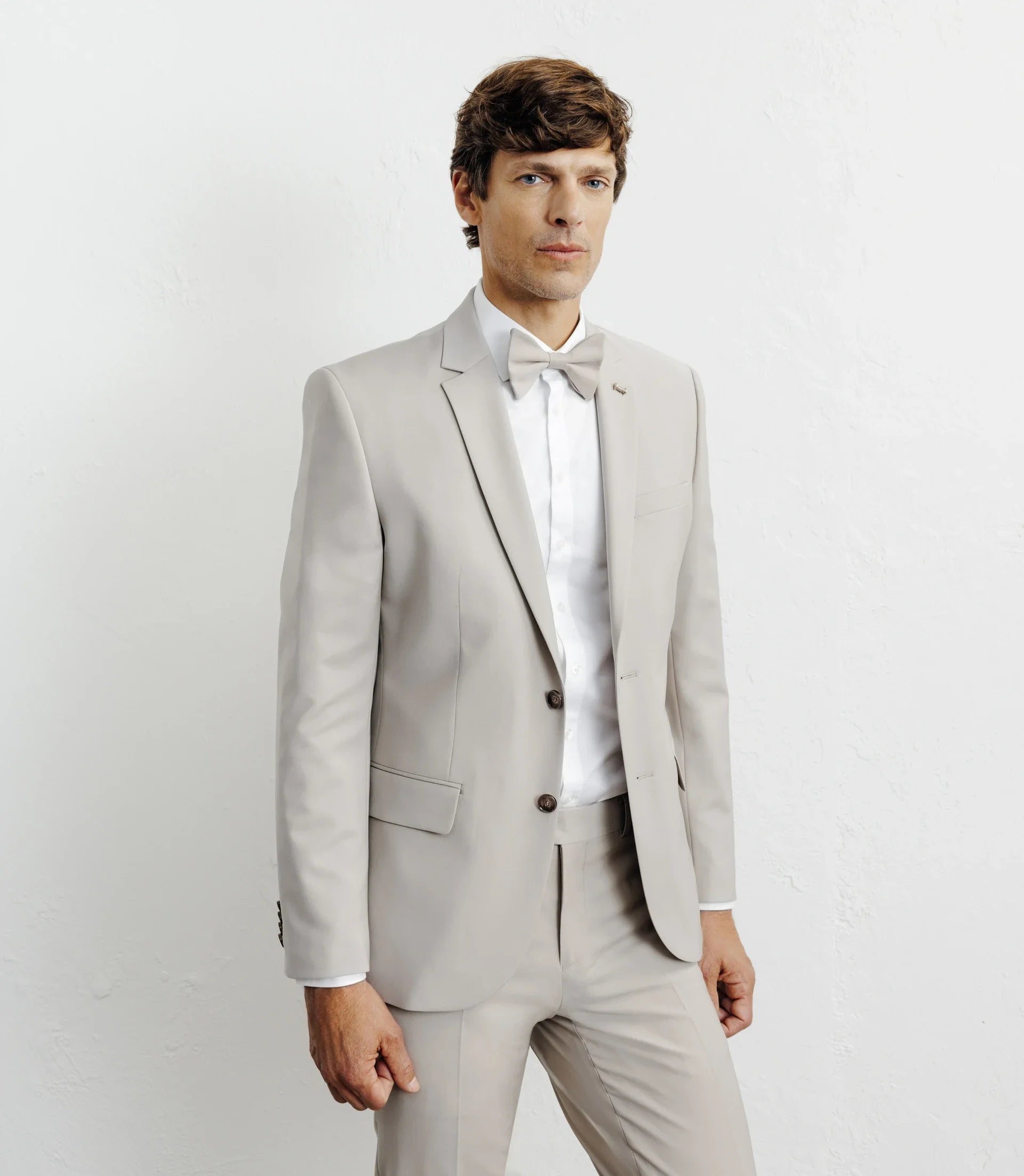 Costume 2 boutons laine beige - IZAC