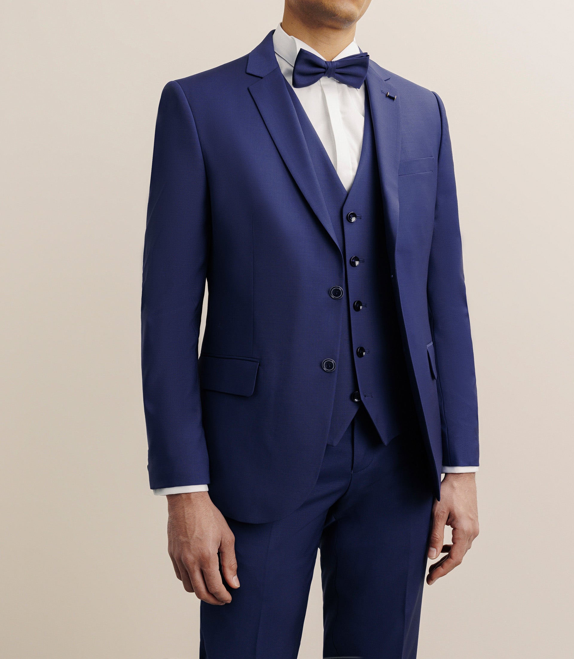Costume 2 boutons laine majoritaire bleu - IZAC