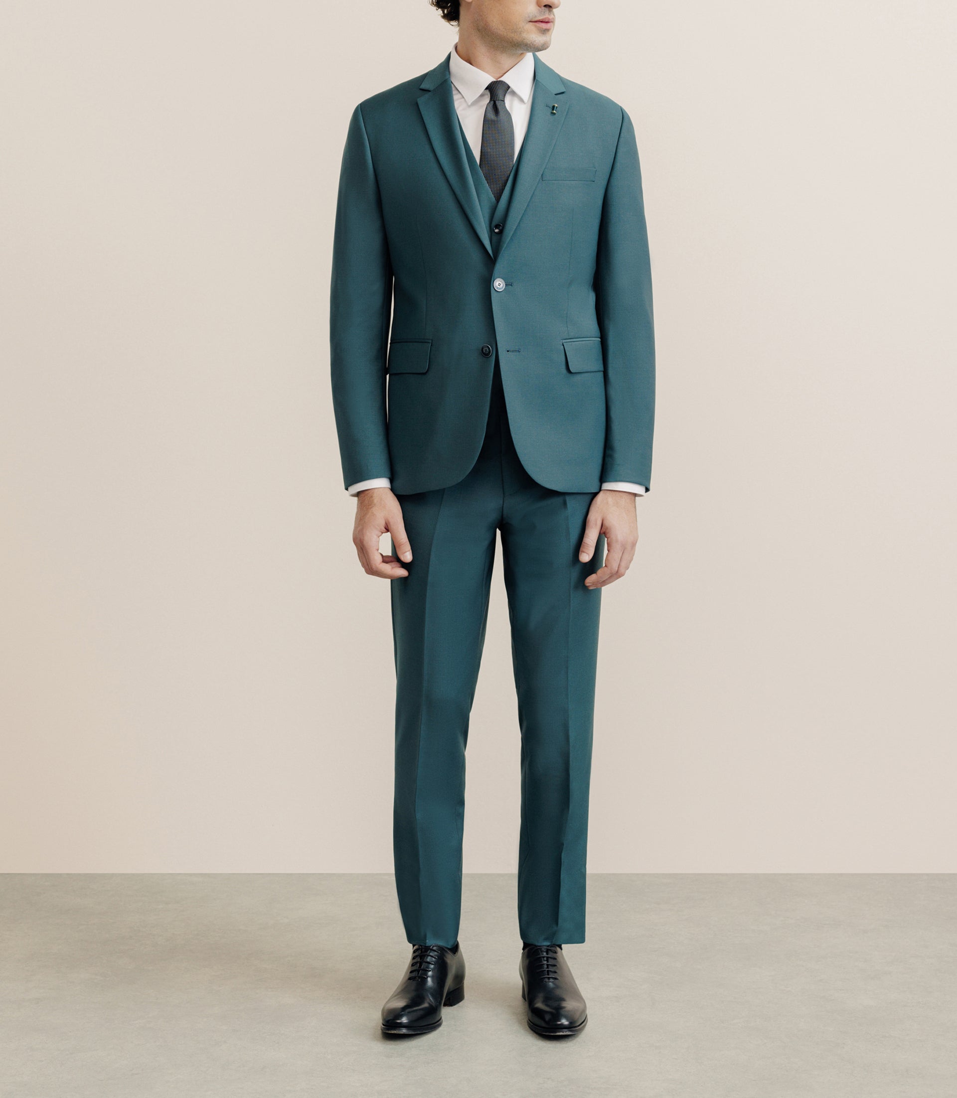 Costume 2 boutons laine majoritaire vert - IZAC