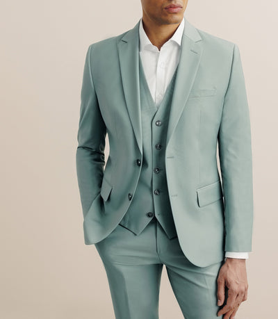 Costume 2 boutons laine majoritaire vert clair - IZAC