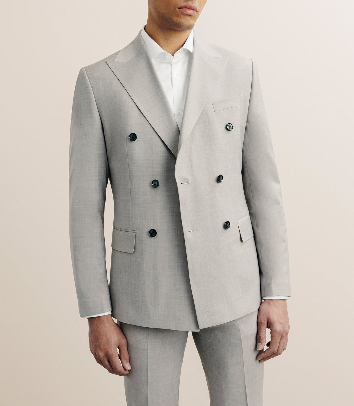 Costume croisé en laine mélangée beige - IZAC