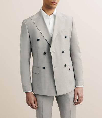 Costume croisé en laine mélangée beige - IZAC