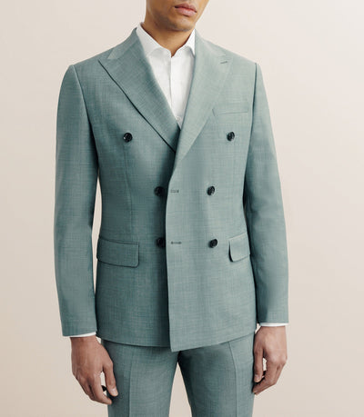 Costume croisé en laine mélangée kaki - IZAC