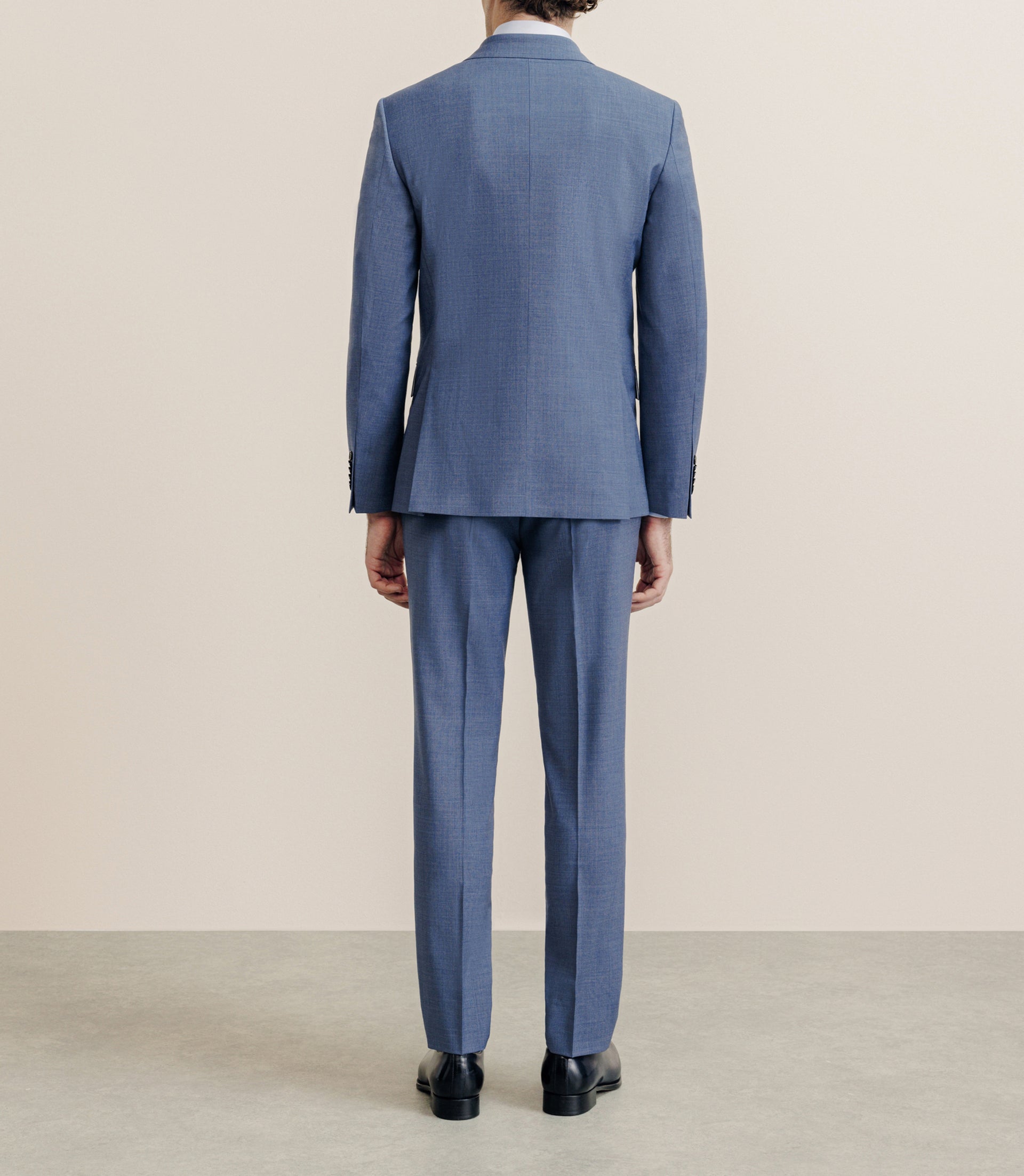 Costume croisé tissu laine mélangée bleu - IZAC