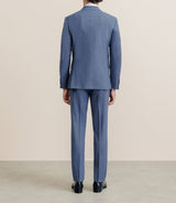 Costume croisé tissu laine mélangée bleu - IZAC