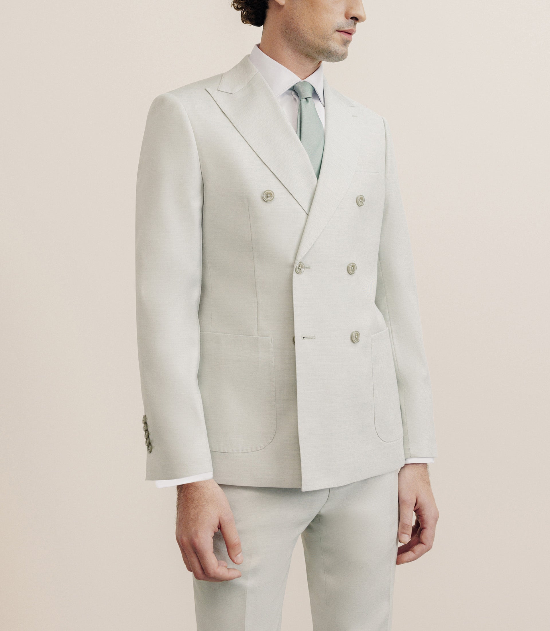 Costume croisé 6 boutons vert clair - IZAC