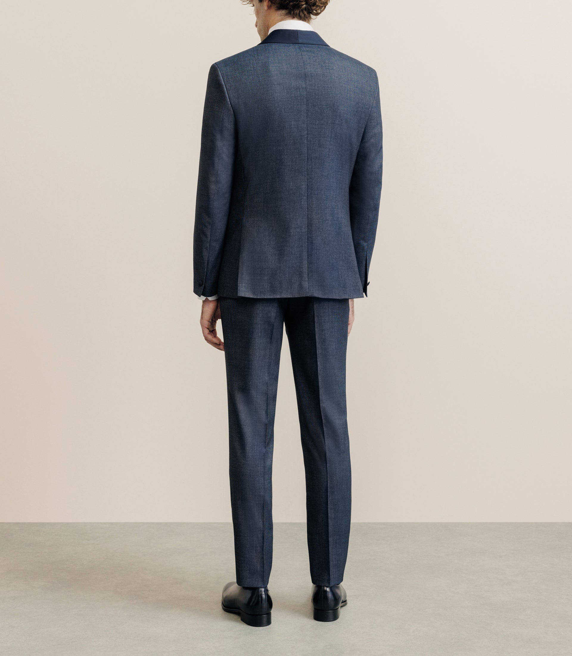 Costume col châle cérémonie bleu denim - IZAC