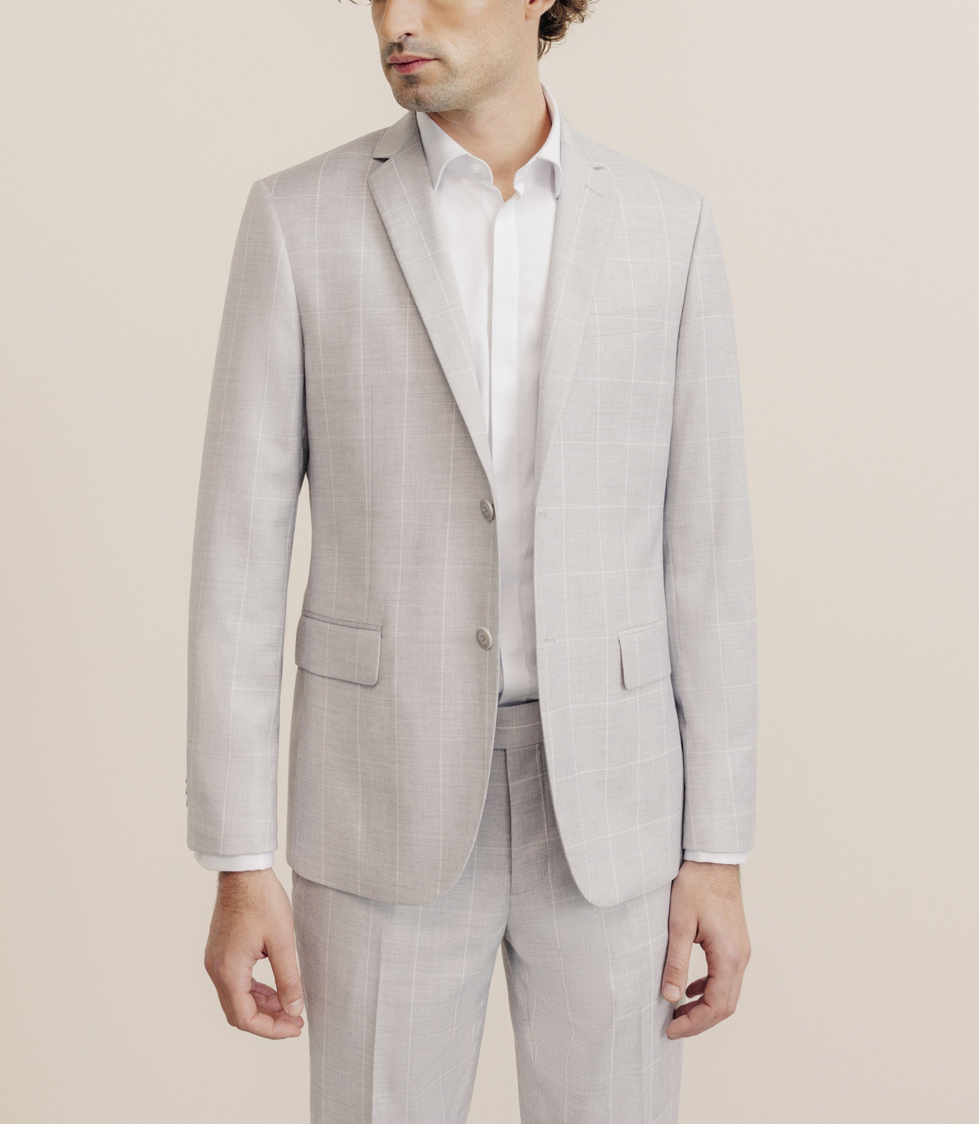 Costume en tissu carreaux beige - IZAC