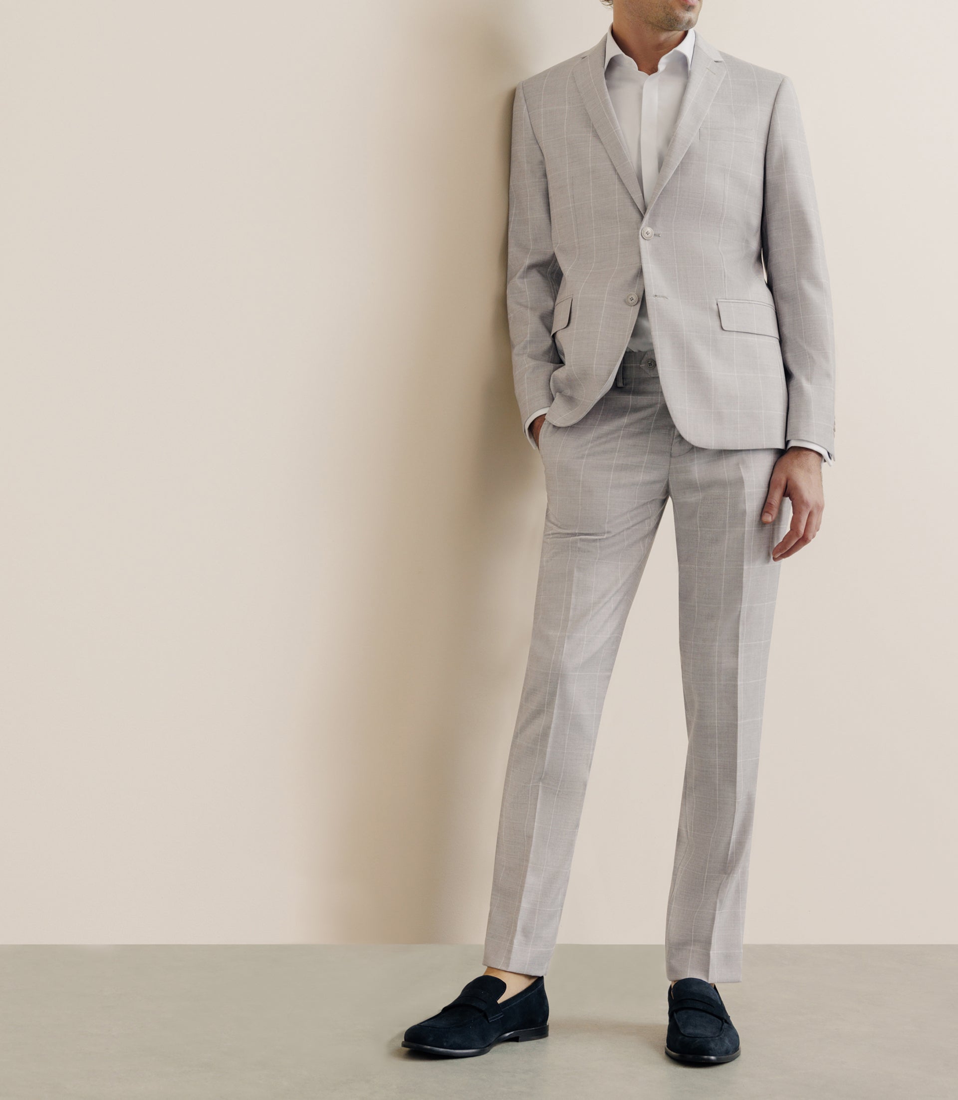 Costume en tissu carreaux beige - IZAC