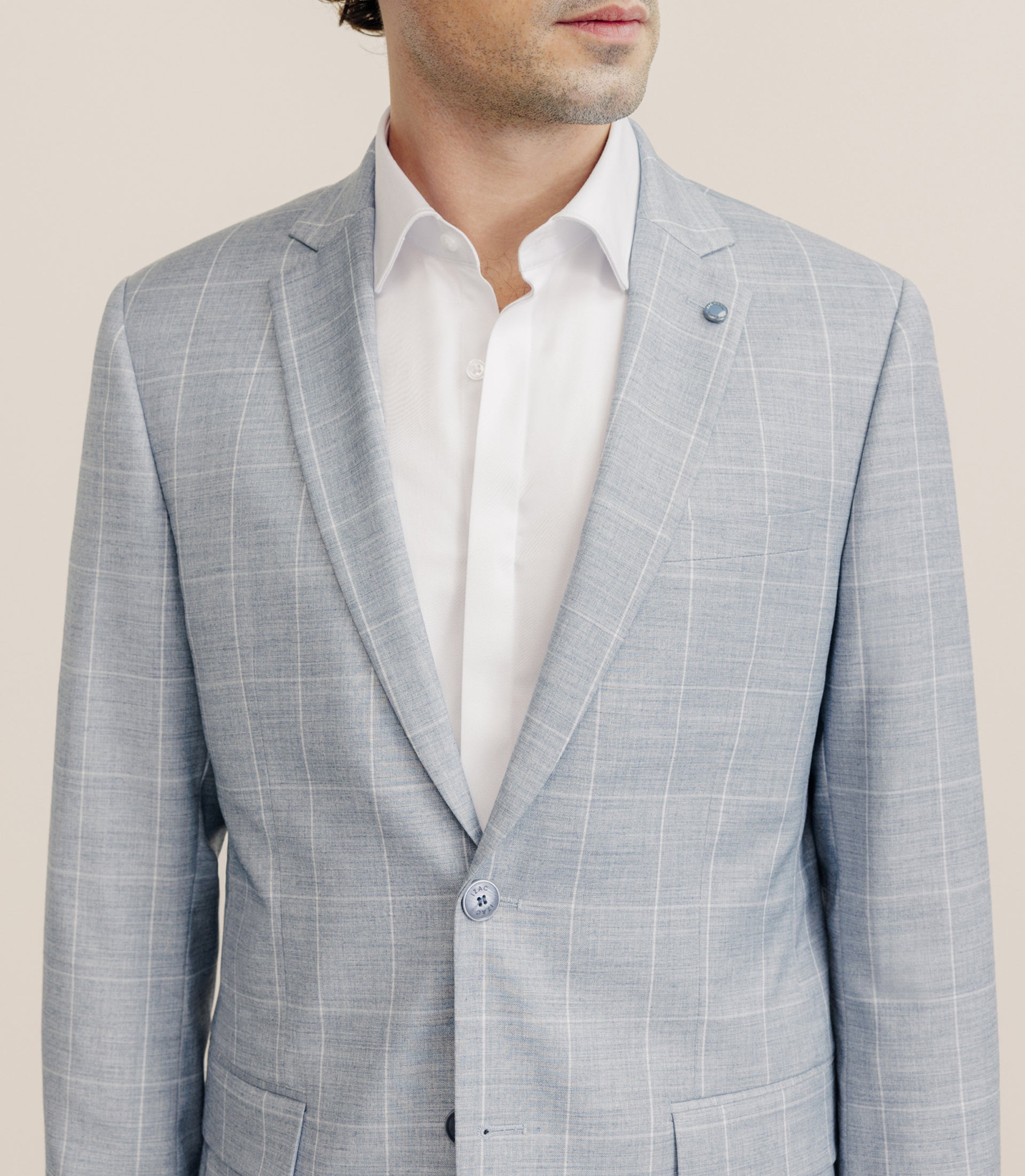 Costume en tissu carreaux bleu ciel - IZAC