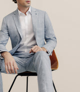 Costume en tissu carreaux bleu ciel - IZAC