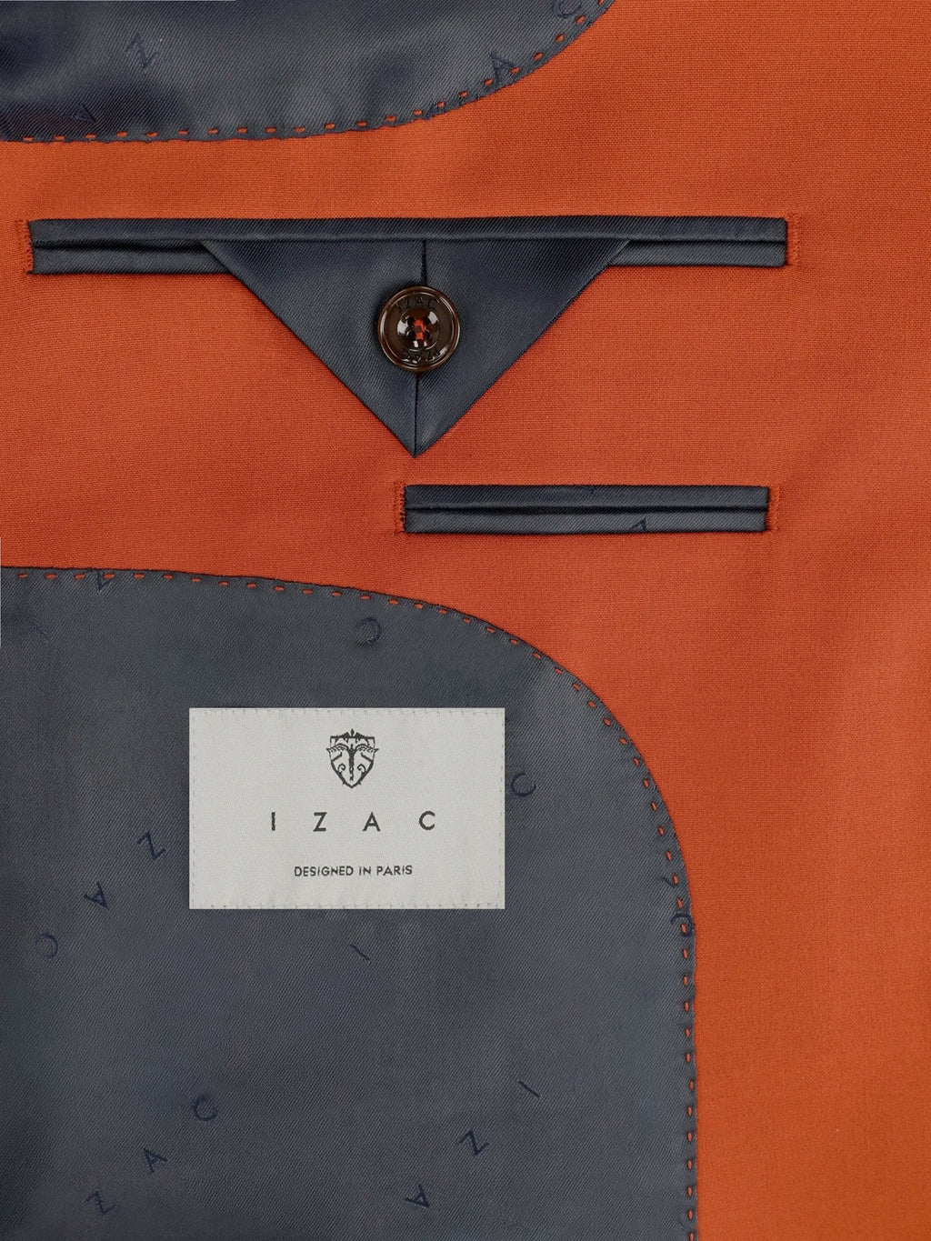 Costume 2 boutons en laine majoritaire terracotta - IZAC