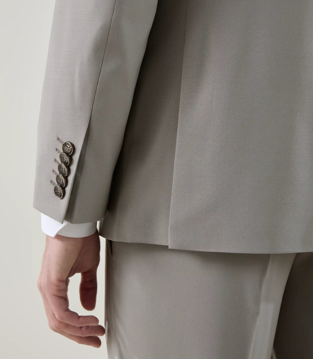 Costume 2 boutons en laine majoritaire taupe - IZAC