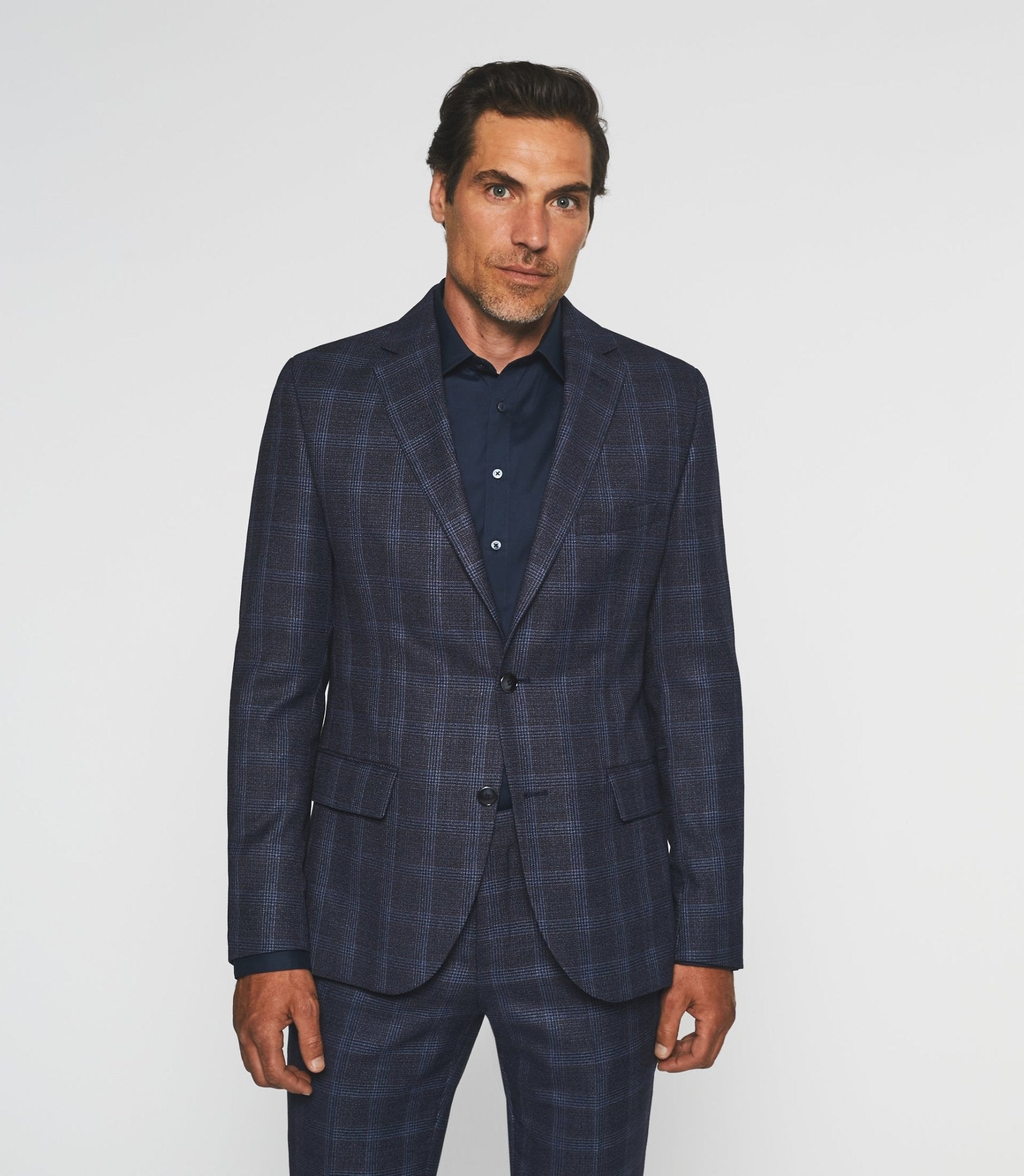 Costume 2 boutons à carreaux bleu LYS - IZAC