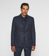 Costume 2 boutons à carreaux bleu LYS - IZAC