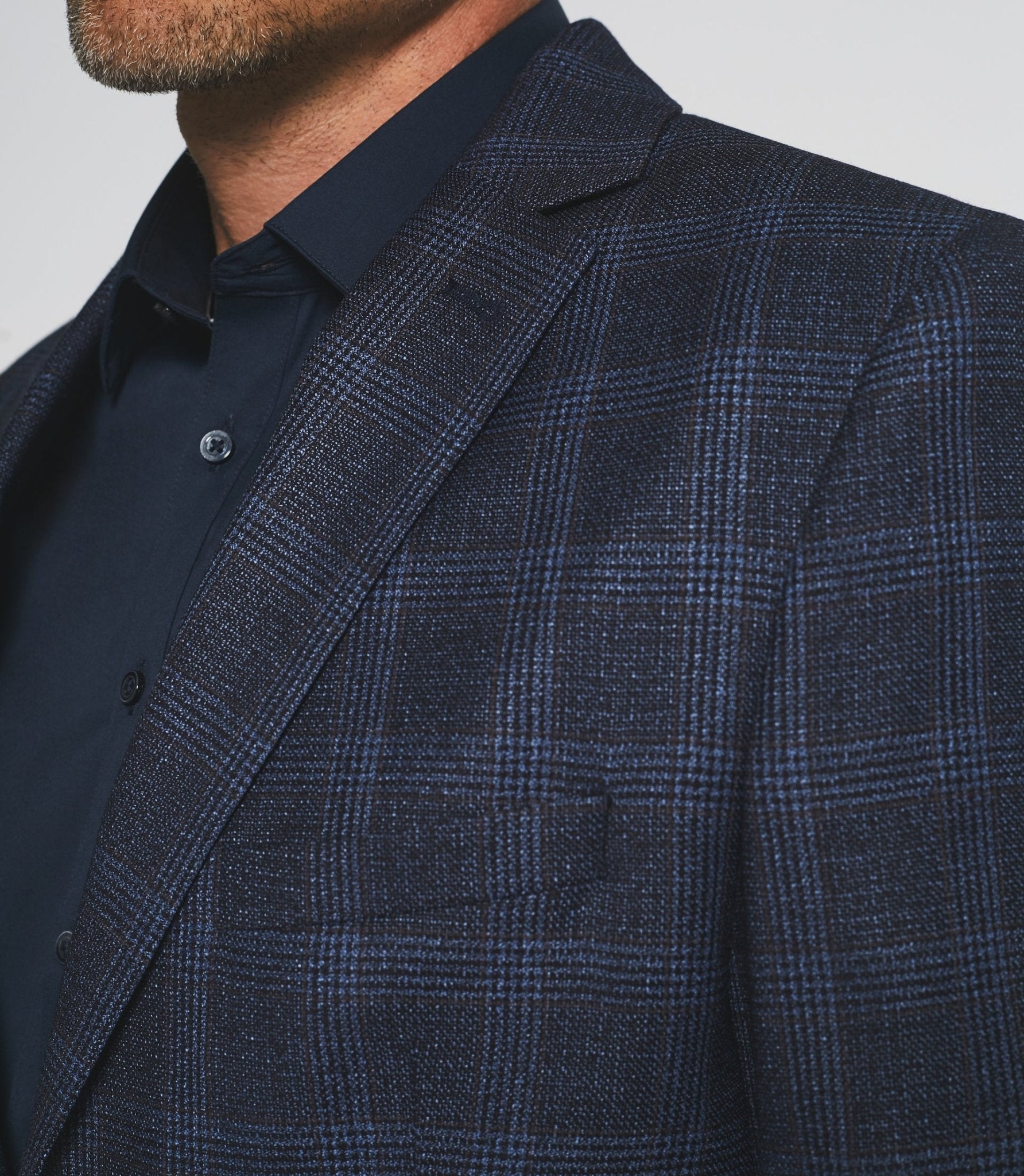 Costume 2 boutons à carreaux bleu LYS - IZAC