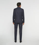 Costume 2 boutons à carreaux bleu LYS - IZAC