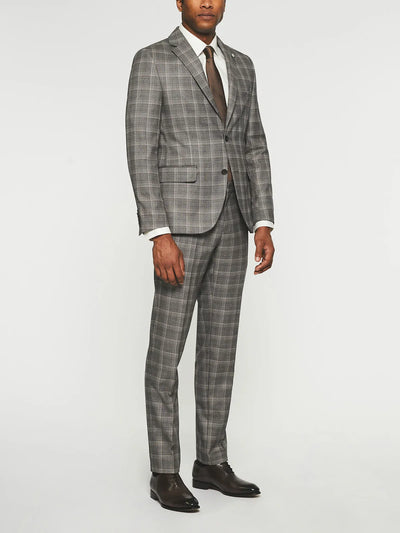 Costume 2 boutons à carreaux gris beige LYS - IZAC