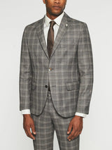 Costume 2 boutons à carreaux gris beige LYS - IZAC