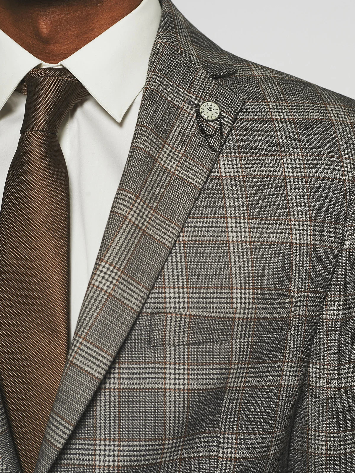 Costume 2 boutons à carreaux gris beige LYS - IZAC