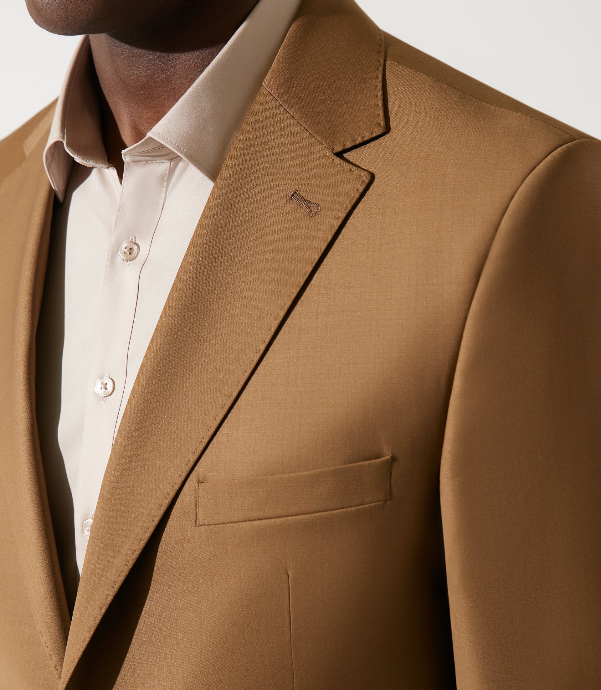 Costume 2 boutons en laine camel - IZAC