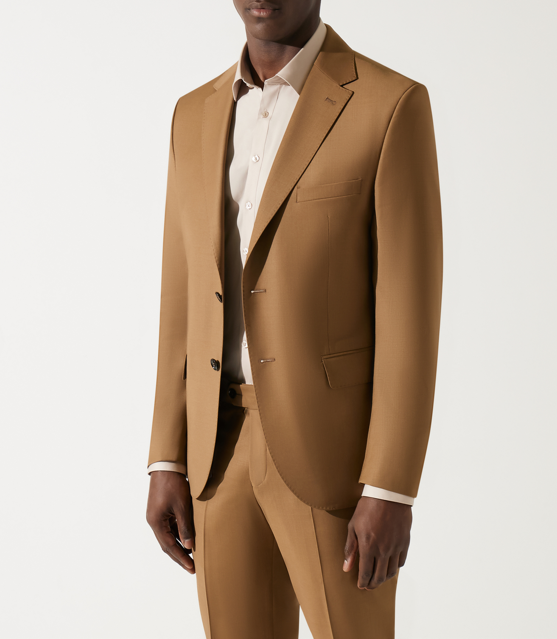 Costume 2 boutons en laine camel - IZAC