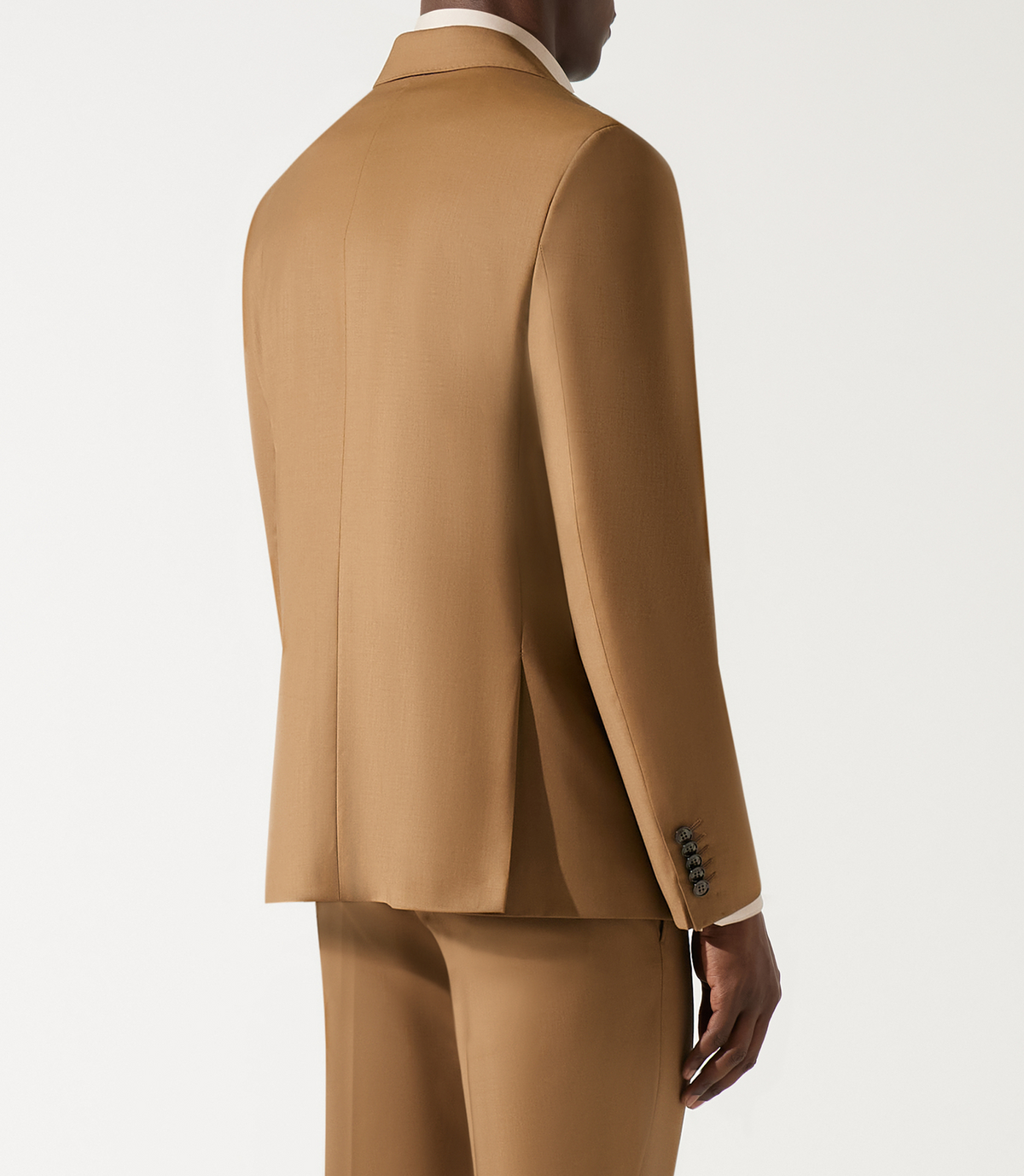 Costume 2 boutons en laine camel - IZAC