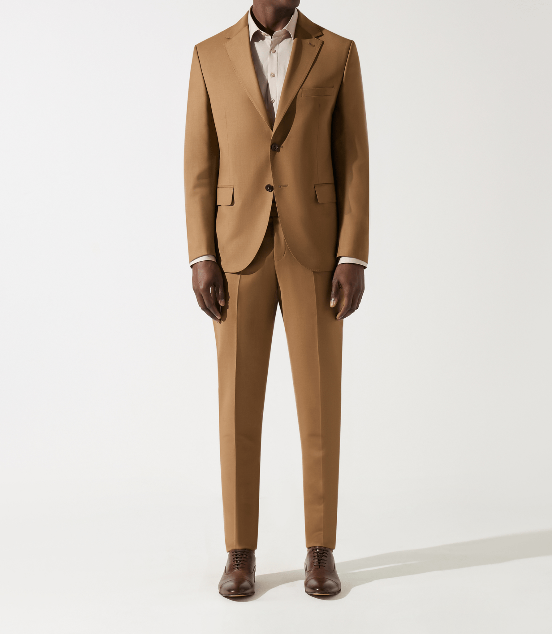 Costume 2 boutons en laine camel - IZAC