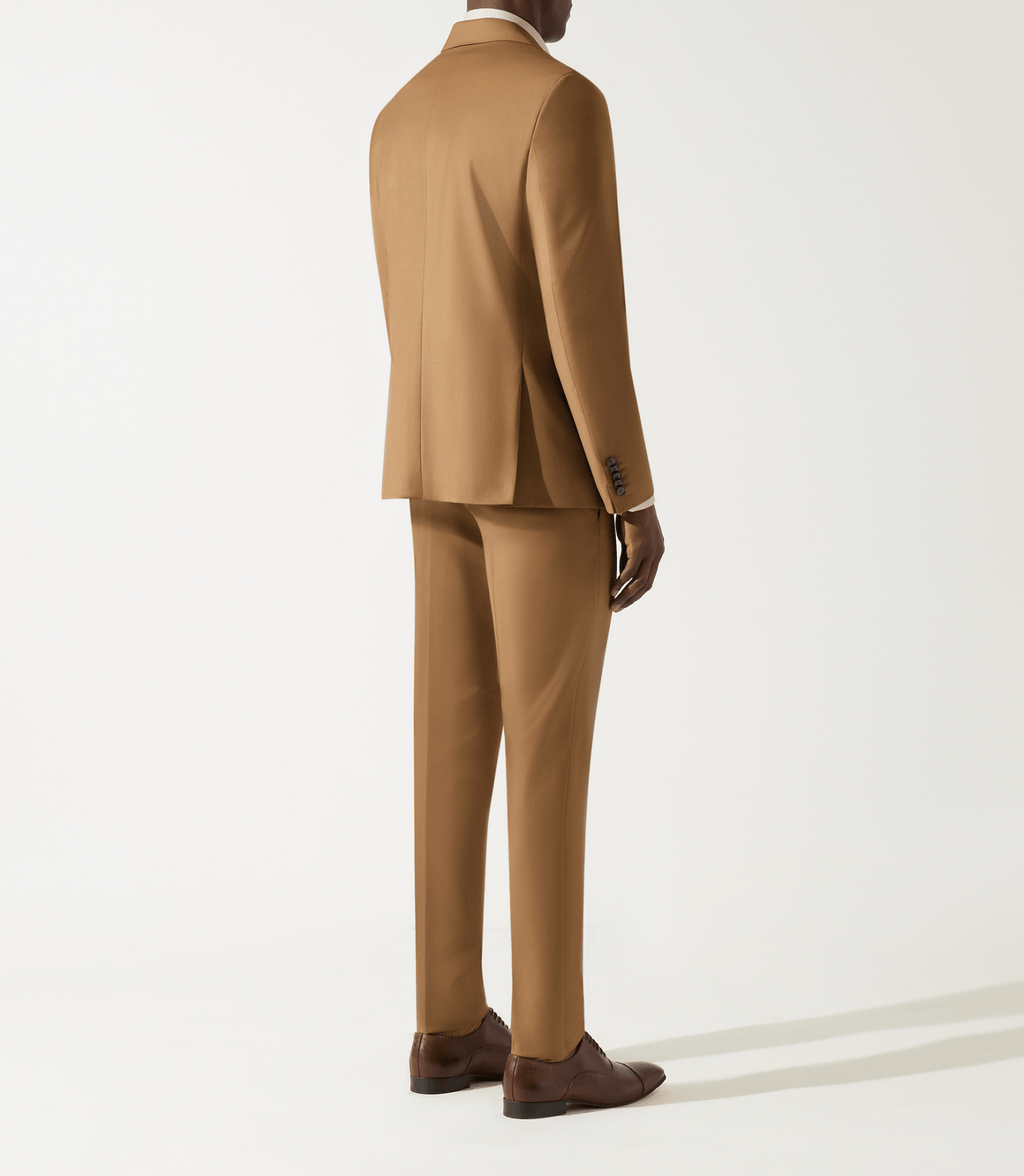 Costume 2 boutons en laine camel - IZAC