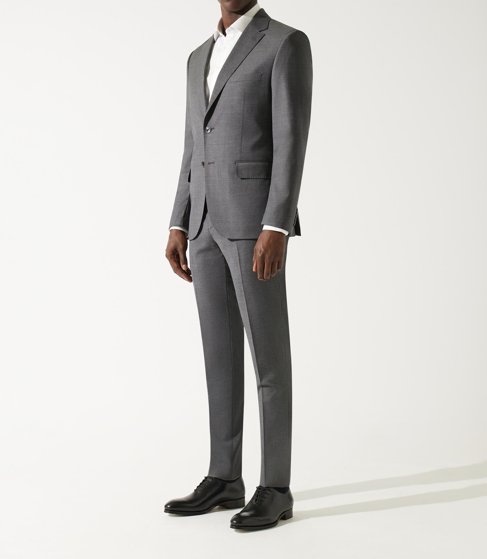 Costume 2 boutons en laine gris moyen - IZAC