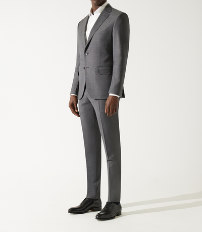 Costume 2 boutons en laine gris moyen - IZAC