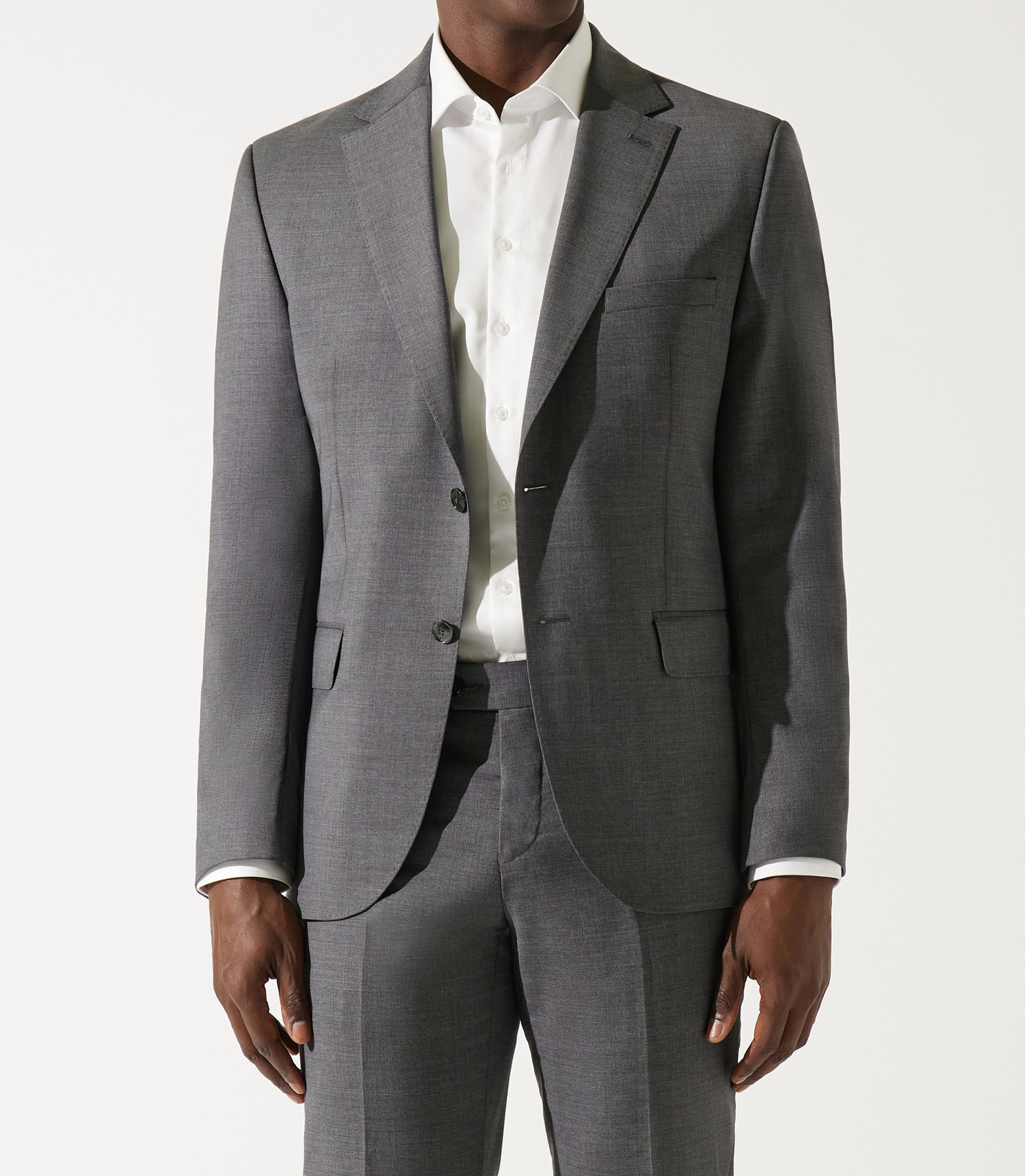 Costume 2 boutons en laine gris moyen - IZAC