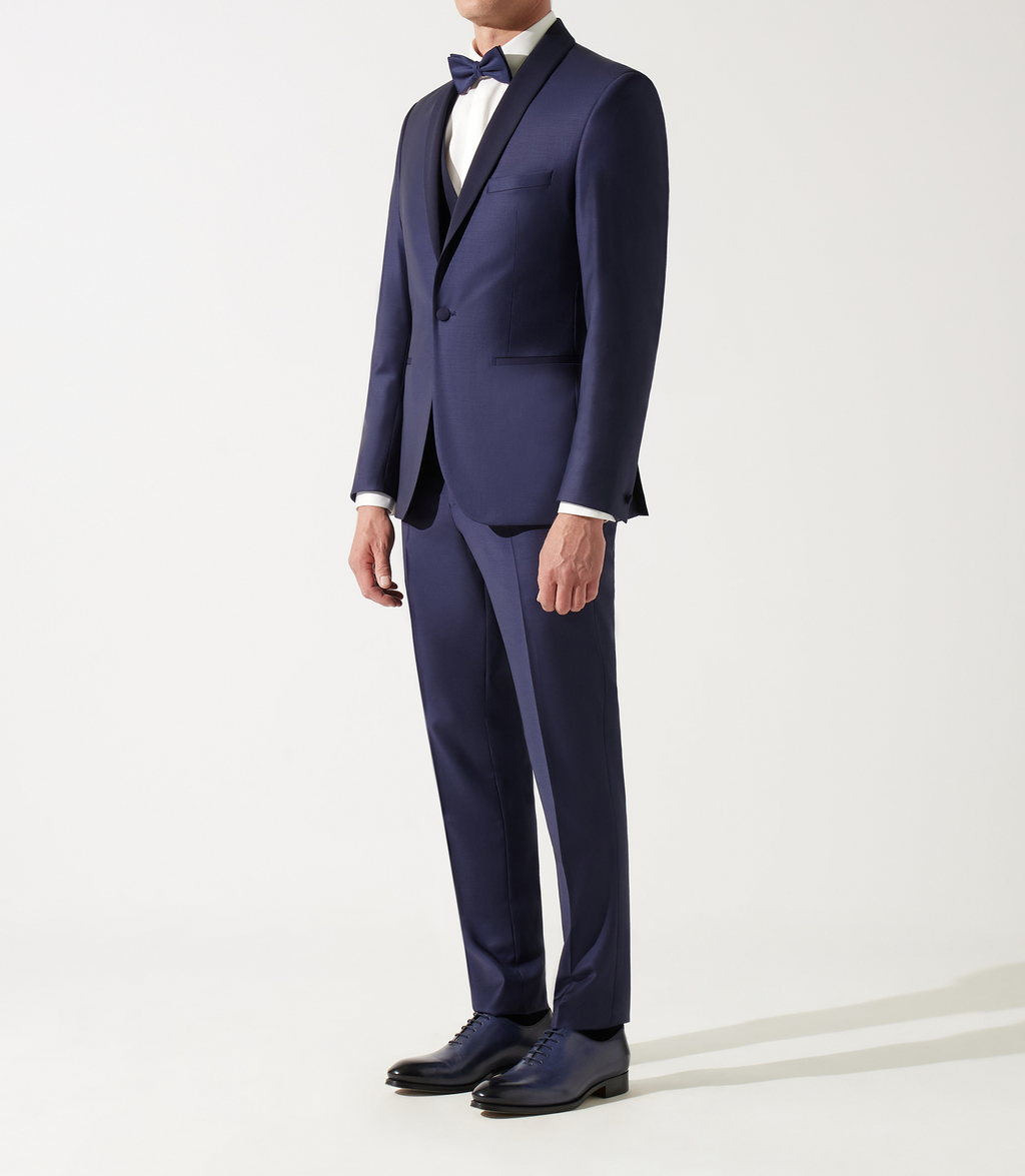 Costume de cérémonie à col châle marine - IZAC