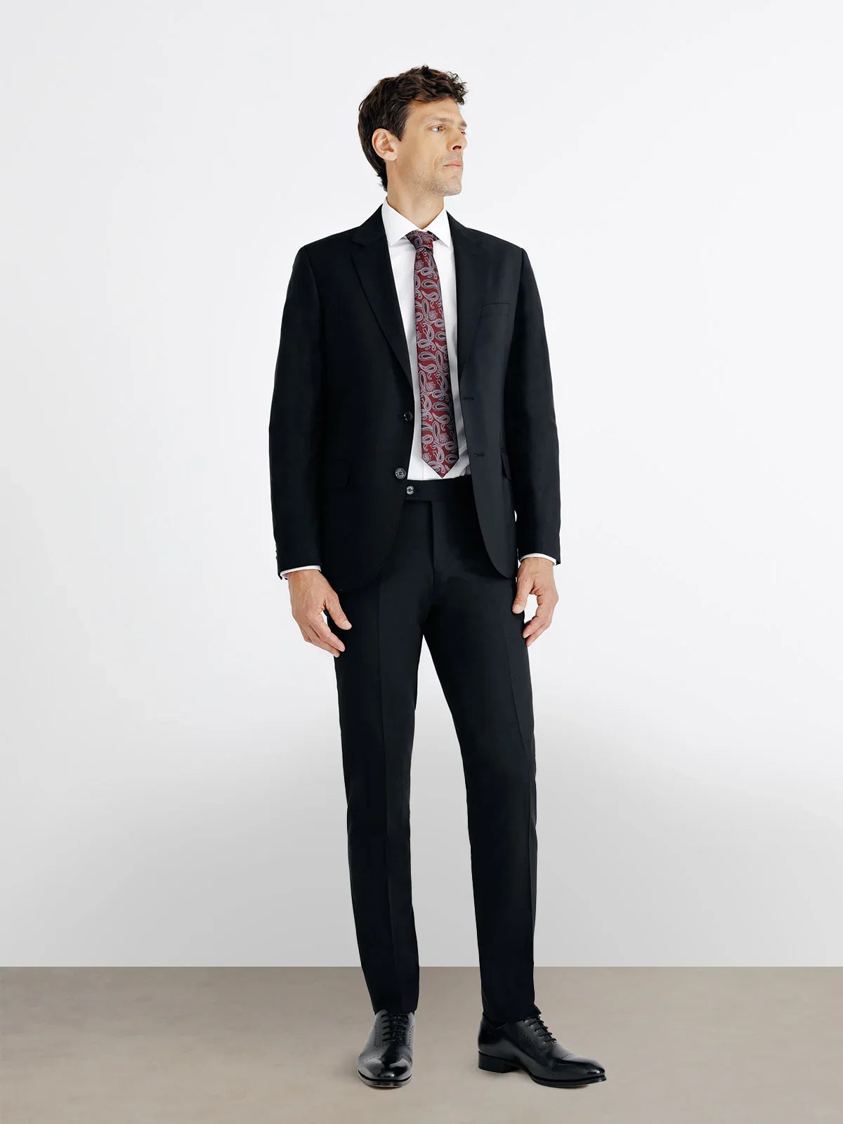 Costume 2 boutons en laine noir - IZAC