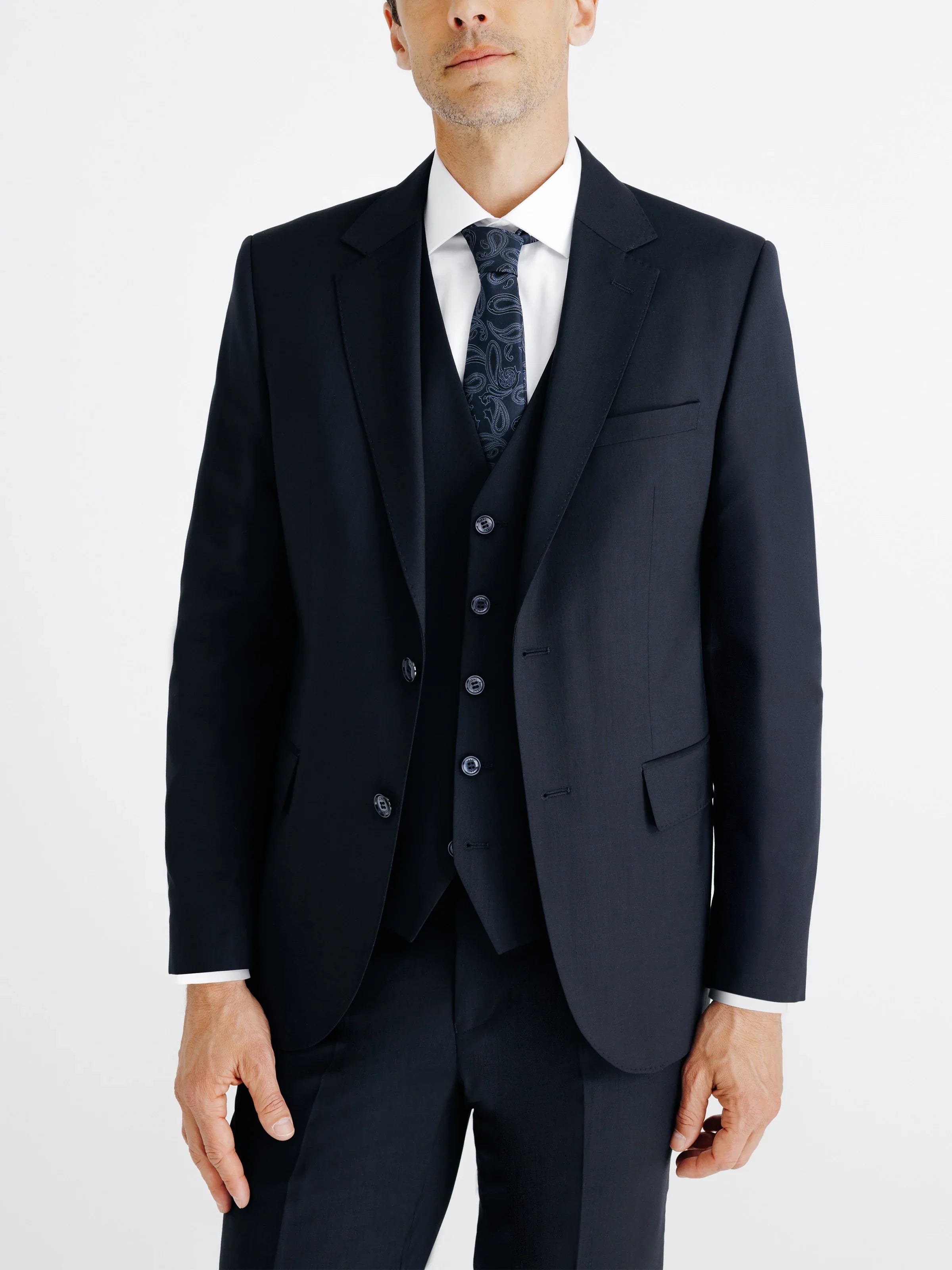 Costume 2 boutons laine bleu marine - IZAC