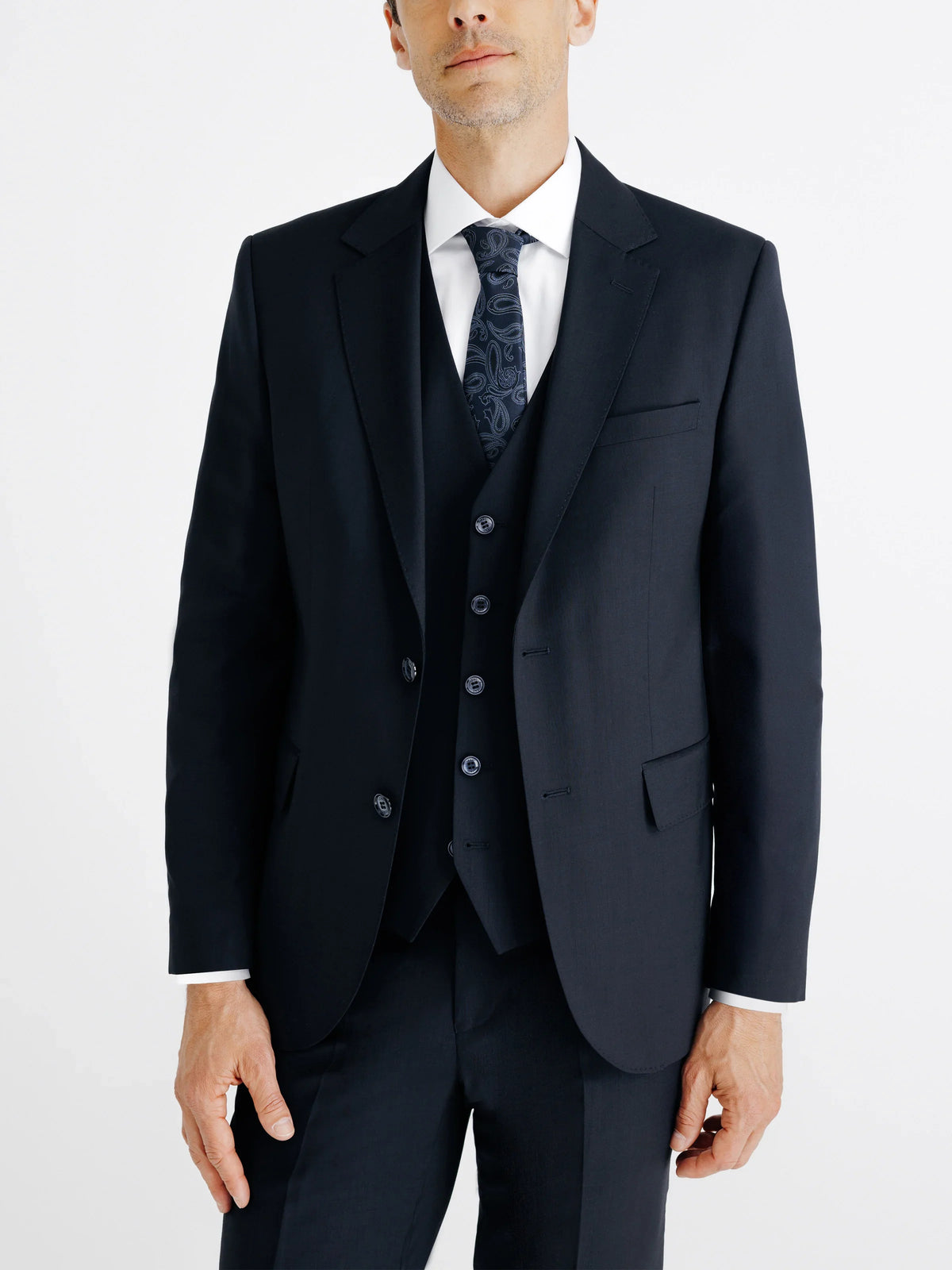 Costume 2 boutons laine bleu marine - IZAC