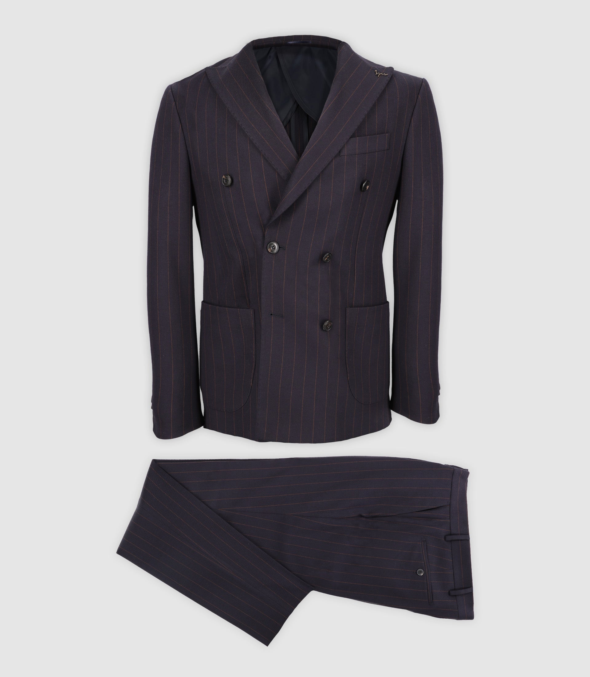 Costume croisé à rayures marine - IZAC