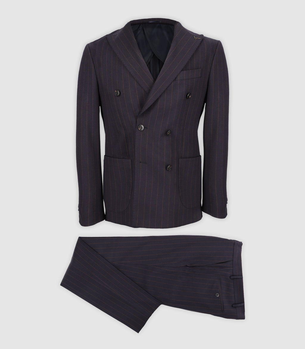 Costume croisé à rayures marine - IZAC
