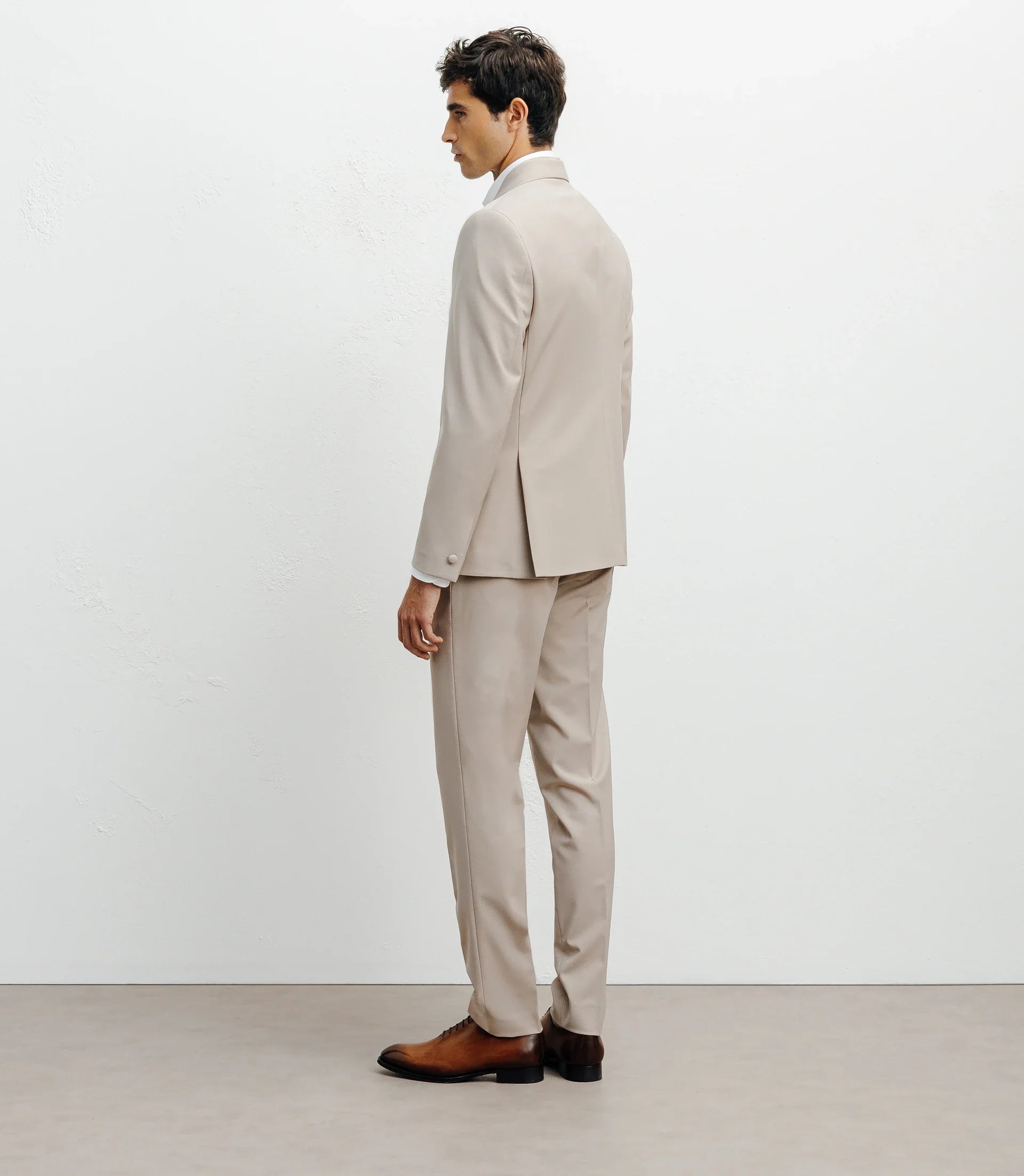 Costume croisé double col beige - IZAC