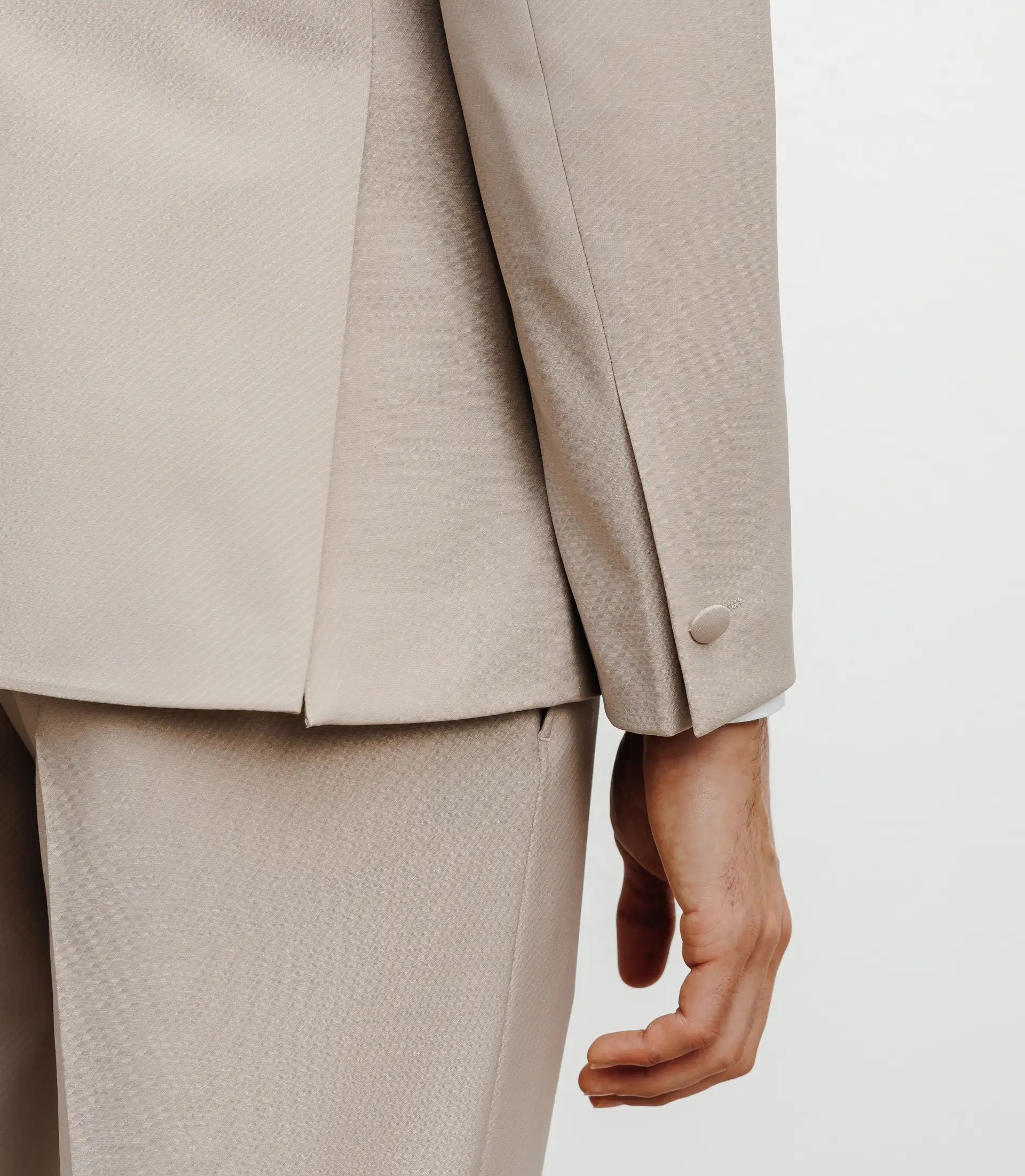 Costume croisé double col beige - IZAC