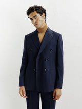 Costume croisé rayé marine - IZAC